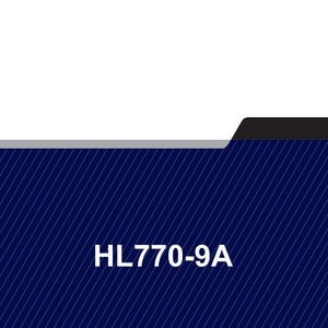 May include: A service manual cover with the text "SERVICE MANUAL" in bold, black letters at the top. The bottom section features the text "HL770-9A" in white, against a dark blue background with diagonal white lines.