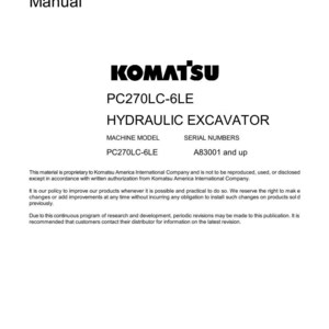 Komatsu PC270LC-6LE hydraulisk grävmaskin servicemanual reparation verkstad PDF-nedladdning bild 3