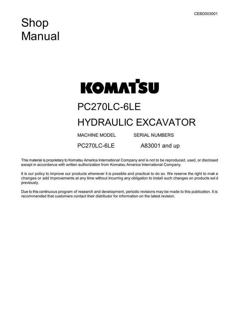 Komatsu PC270LC-6LE hydraulisk grävmaskin servicemanual reparation verkstad PDF-nedladdning bild 3