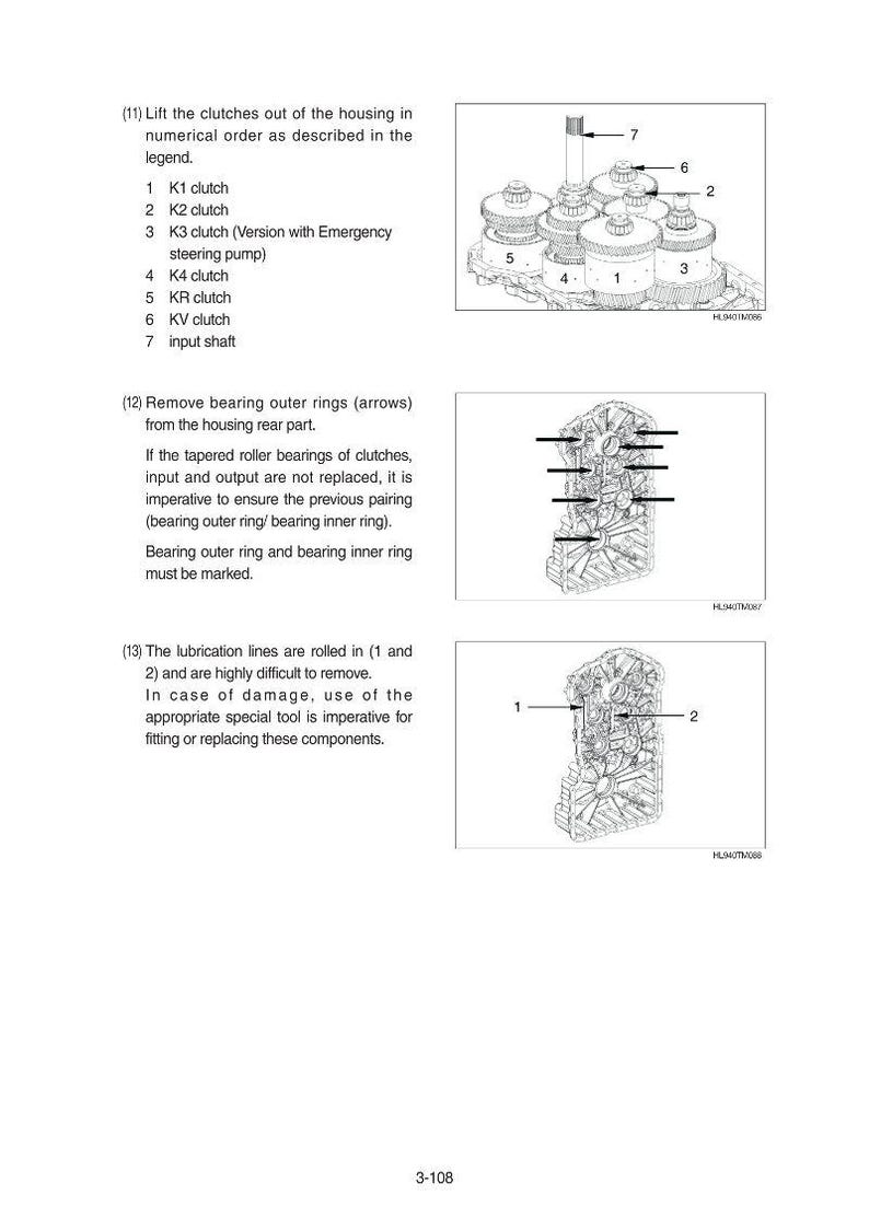 May include: Diagram of mechanical components, including clutches and an input shaft, with labels and arrows. The image is a technical illustration with detailed views of the parts and assembly instructions.