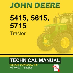 May include: A John Deere tractor technical manual cover. The image features a green and yellow tractor on a yellow background. The text includes "JOHN DEERE", tractor model numbers, and "TECHNICAL MANUAL".