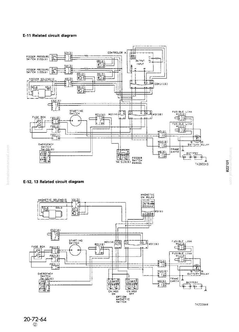 K&ouml;nnte beinhalten: Ein detailliertes Schaltbild mit Textbeschriftungen und Linien, das elektrische Verbindungen veranschaulicht. Das Diagramm enth&auml;lt Komponenten wie Sicherungen, Schalter und Relais, mit Beschriftungen wie "Controller A". Das Bild ist in Schwarzwei&szlig;.