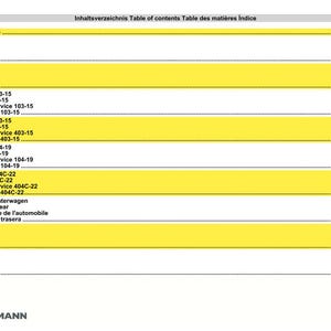May include: A contents page from a Weidemann 1506 manual, listing terms in English, French, and Spanish. The text is black on white, with yellow highlighting. The page includes the Weidemann logo.