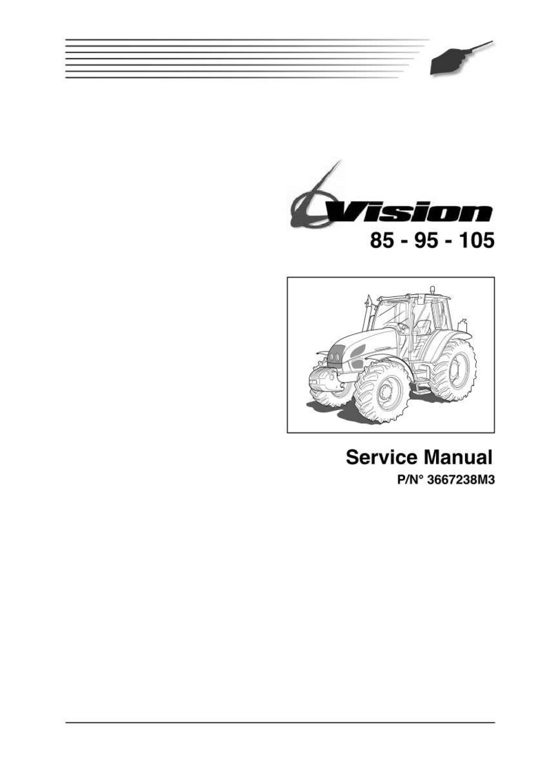 K&ouml;nnte beinhalten: Eine Schwarz-Wei&szlig;-Strichzeichnung eines Traktors mit dem Text "Vision 85-95-105" dar&uuml;ber. Unter dem Traktor steht der Text "Service Manual" und "P/N 3667238M3".