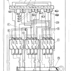 Pu&ograve; includere: Schema elettrico in bianco e nero di un sistema Mannesmann Demag Baumaschinen. Il diagramma mostra vari componenti collegati da linee ed etichette. Include testo e numeri.