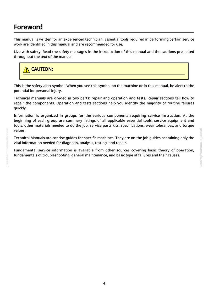 Puede incluir: P&aacute;gina de un manual t&eacute;cnico con el t&iacute;tulo &laquo;&nbsp;Pr&oacute;logo&nbsp;&raquo;. El texto describe el prop&oacute;sito del manual, las precauciones de seguridad y la organizaci&oacute;n. Hay un s&iacute;mbolo de precauci&oacute;n amarillo. El manual es para t&eacute;cnicos experimentados.