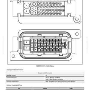 May include: Diagram of an electrical connector with numbered pin locations and component information. Includes a table with circuit codes and pin colors. The text "WZ290900101-UN: End View" is visible.
