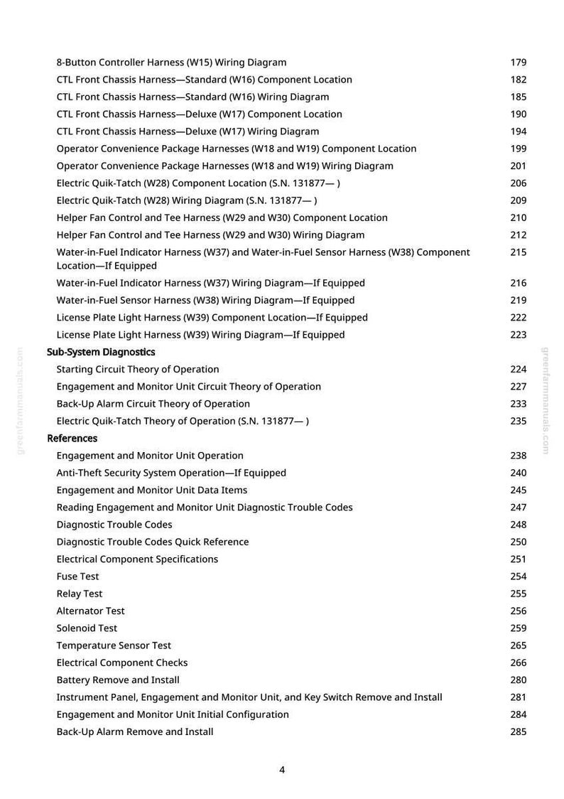 May include: A detailed page from a manual, featuring a list of electrical system components and wiring diagrams. The text includes terms like "Harness," "Diagram," and "Sensor," with page numbers.