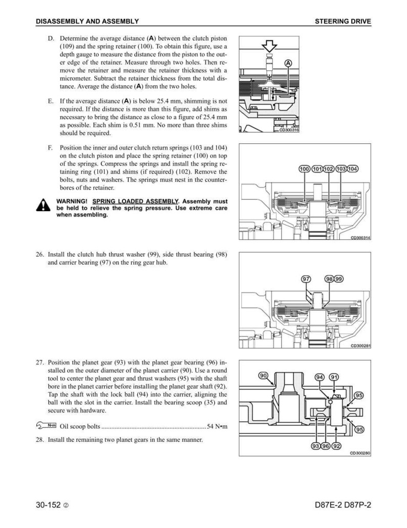 K&ouml;nnte beinhalten: Diagramm zur Demontage und Montage eines Lenkgetriebes. Das Bild enth&auml;lt detaillierte Illustrationen mechanischer Komponenten mit Beschriftungen und Anweisungen. Der Text enth&auml;lt Warnhinweise und Ma&szlig;e in Millimetern.