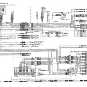 K&ouml;nnte beinhalten: Schwarz-wei&szlig;-Schaltplan f&uuml;r eine Maschine mit Joystick und automatischer Schaltung. Das Diagramm enth&auml;lt Text und verschiedene Symbole, Linien und K&auml;stchen, die die elektrischen Komponenten und Verbindungen veranschaulichen.