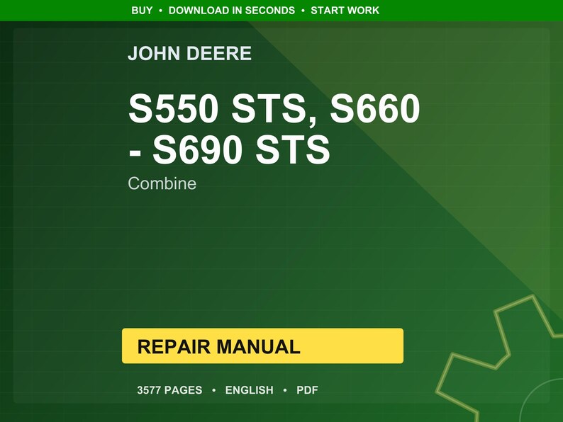 John Deere S550 Sts, S660 Sts, S670 Sts, S680 Sts, S685 Sts, And S690 Sts Combine Repair Manual Pdf | Service Workshop | Instant Download image 1