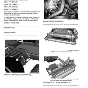 Puede incluir: Una gu&iacute;a de identificaci&oacute;n de productos con diagramas y etiquetas para los modelos Fairway Mowers y Rough Mower. La gu&iacute;a incluye secciones para los n&uacute;meros de serie del motor, los n&uacute;meros de identificaci&oacute;n del producto y los n&uacute;meros de serie de las unidades de corte.