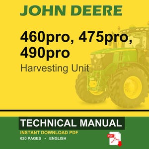 Teknisk manual för John Deere 460Pro, 475Pro, 490Pro skördeaggregat i PDF-format | Direkt nedladdning bild 1