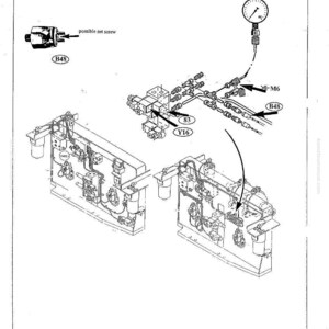 May include: Diagram of hydraulic mining shovel parts, featuring a pressure gauge, various valves, and tubing. The image includes labels such as "B48", "Y16", and "M6", along with the text "possible set screw". The diagram is labeled "Fig: 45".