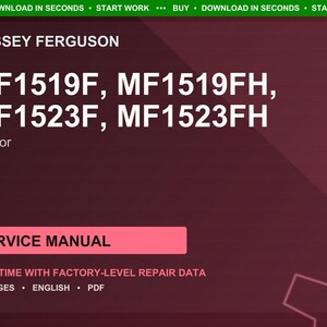 Massey ferguson Mf1519f mf1519fh mf1523f mf1523fh Tractor Service Manual PDF | Workshop Repair | Instant Download