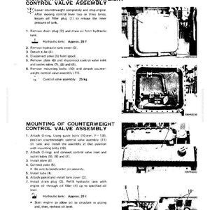 May include: Technical diagram showing the disassembly and assembly of a counterweight control valve. Includes step-by-step instructions and diagrams for maintenance. The control valve assembly weighs 25 kg.