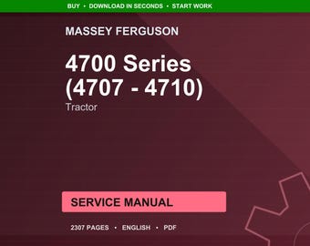 Manual de servicio para tractores Massey Ferguson Serie 4700 (modelos 4707, 4708, 4709 y 4710) en formato PDF / Reparación de taller / Descarga instantánea