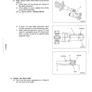 May include: Diagram from a manual showing the disassembly and assembly of a drive shaft. The image includes detailed illustrations of components, labels, and instructions for maintenance and repair procedures. The text includes the title "DISASSEMBLY AND ASSEMBLY" and "DRIVE SHAFT".