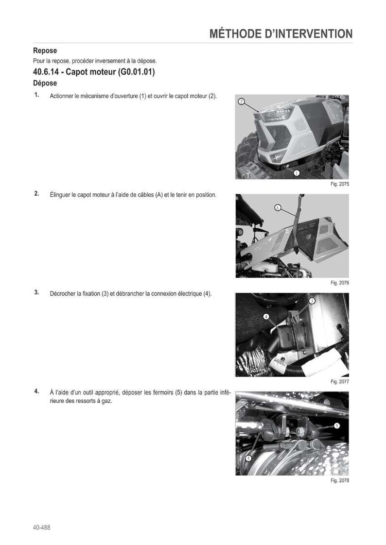 May include: Illustrated automotive repair guide with step-by-step instructions. The guide includes diagrams and text in French, detailing the removal of a car's hood. The images show various stages of the process.