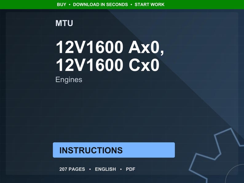 MTU 12V1600 AX0 CX0 エンジン サービス手順書 PDF | 修理ガイド | 即時ダウンロード 画像 1