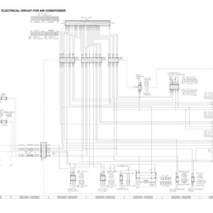 May include: A detailed electrical circuit diagram for an air conditioner, rendered in black and white. The diagram features numerous interconnected components, lines, and labels, providing a technical illustration of the system's wiring and functionality.