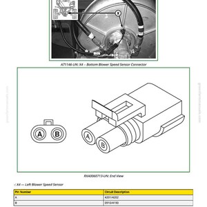 May include: Diagram of the X4 Bottom Blower Speed Sensor Connector, including an end view and a diagram of the left blower speed sensor. The diagram includes the pin number and circuit description.