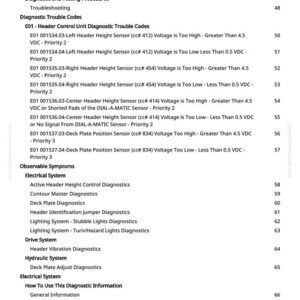 May include: A white page with black text detailing diagnostic and testing procedures. The document includes troubleshooting steps, diagnostic trouble codes, and observable symptoms for various electrical systems.