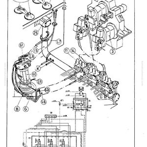 Pu&ograve; includere: Diagramma tecnico dettagliato di una macchina, con vari componenti etichettati con numeri e lettere. Il diagramma include illustrazioni di parti meccaniche, cablaggio e collegamenti, con il logo "MANNESMANN DEMAG Baumaschinen" in alto.