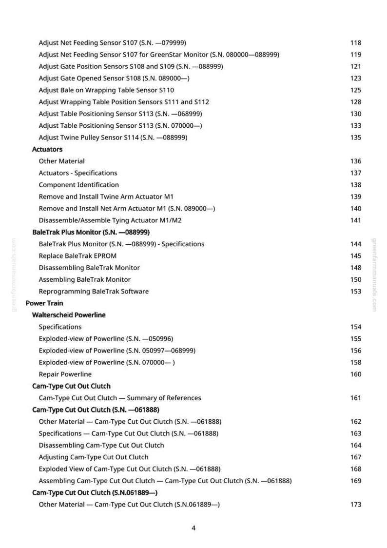 May include: A detailed contents list from a manual, covering sensors, actuators, and power train components. The text includes model numbers and specifications, suitable for technical reference and repair.
