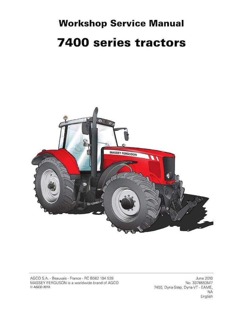 Massey Ferguson Serie 7400 7465 7499 ab 2009 Traktor Service Handbuch PDF | Werkstattreparatur | Sofort Download Bild 2