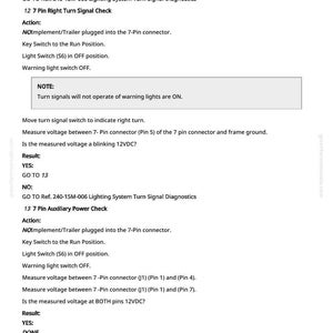 May include: A page from a manual with diagnostic instructions for a lighting system. The text includes steps for checking turn signals and auxiliary power, with specific references to connectors and voltage measurements. The page number is 394.