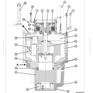Op de afbeelding: Gedetailleerde diagram van een zwenkversnellingsbak (SIEBENHAAR) met genummerde componenten. De afbeelding is een technische illustratie uit een handleiding, die de interne werking van de versnellingsbak laat zien. Tekst bevat "Bedieningshydrauliek".