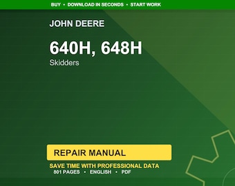 John Deere 640H, 648H Skidders Repair Manual PDF | Service Workshop | Instant Download
