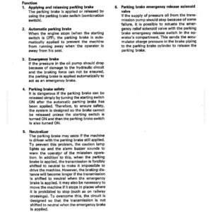Puede incluir: Un diagrama t&eacute;cnico que detalla la estructura y funci&oacute;n de un sistema de control de freno de estacionamiento el&eacute;ctrico. El texto explica varias funciones, incluyendo la aplicaci&oacute;n, liberaci&oacute;n y operaciones de freno de emergencia. El documento incluye un n&uacute;mero de p&aacute;gina.