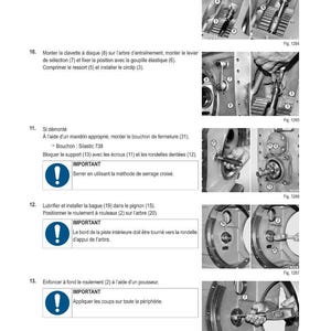 May include: A technical diagram with instructions for a mechanical procedure. The image includes detailed illustrations, numbered components, and text in French, guiding the assembly or repair process.