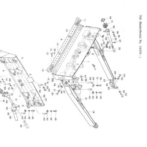 May include: Detailed technical diagram of dozer equipment, featuring a tilt blade assembly. The image is a black and white line drawing with various parts labeled with numbers. Text includes "DISASSEMBLING" and "DOZER EQUIPMENT".