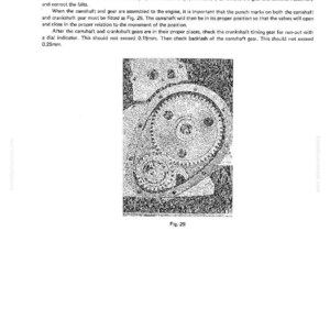 May include: Diagram of a timing gear and camshaft assembly, with text describing the assembly process and measurements. The image includes a detailed illustration of the gears and the text "Fig. 25".