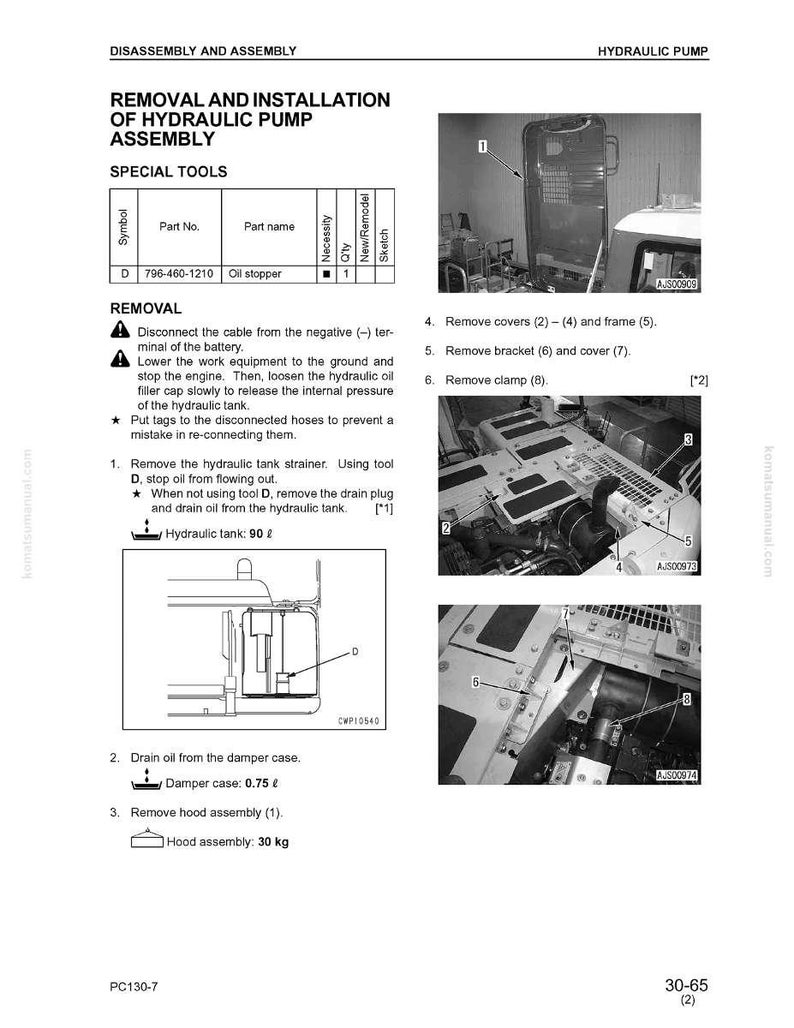 Komatsu PC130-7 hydraulisk grävmaskin servicemanual PDF bild 10