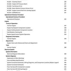 May include: A page from a manual with a table of contents. The text includes engine error codes, operational procedures, and diagrams. The page number is 9.