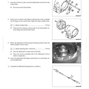 K&ouml;nnte beinhalten: Technische Zeichnung mit den Schritten zum Aus- und Einbau der Hinterachse. Die Abbildung enth&auml;lt Illustrationen von Komponenten wie O-Ringen, Flanschen und Bremss&auml;tteln sowie Drehmomentangaben. Textanweisungen f&uuml;hren durch den Montageprozess.