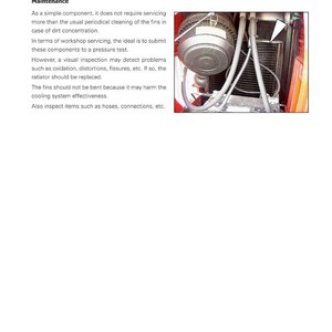May include: A page from a workshop service manual for the MF 400 Series, detailing heat exchanger maintenance. The image shows a diagram of the heat exchanger and text about cleaning and inspection procedures.