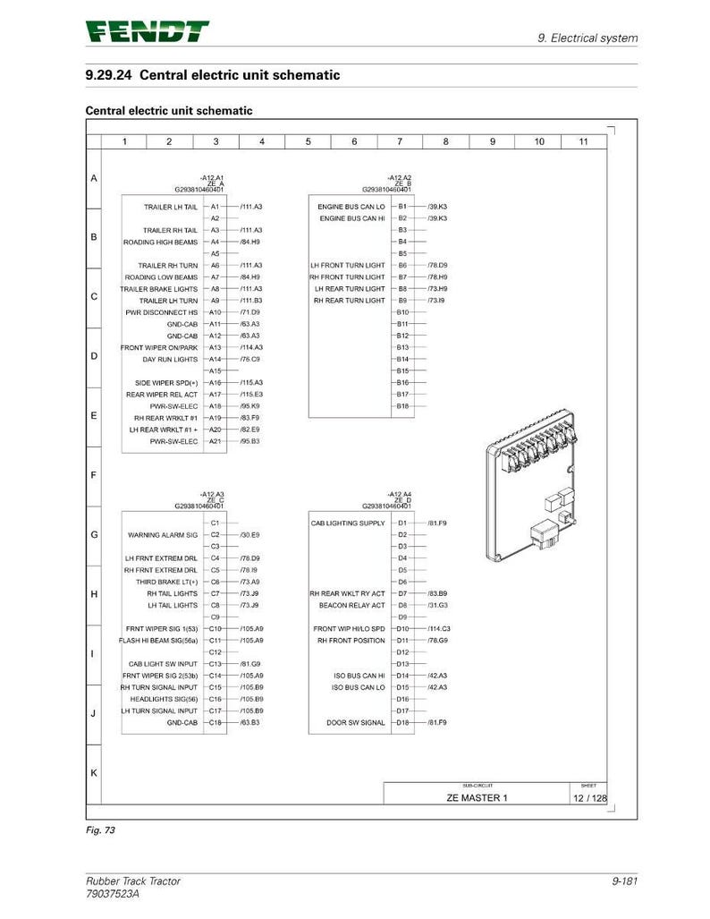 May include: Schematic diagram of a central electric unit, featuring a detailed layout with labels and component references. The diagram includes text and a wiring diagram for electrical systems.