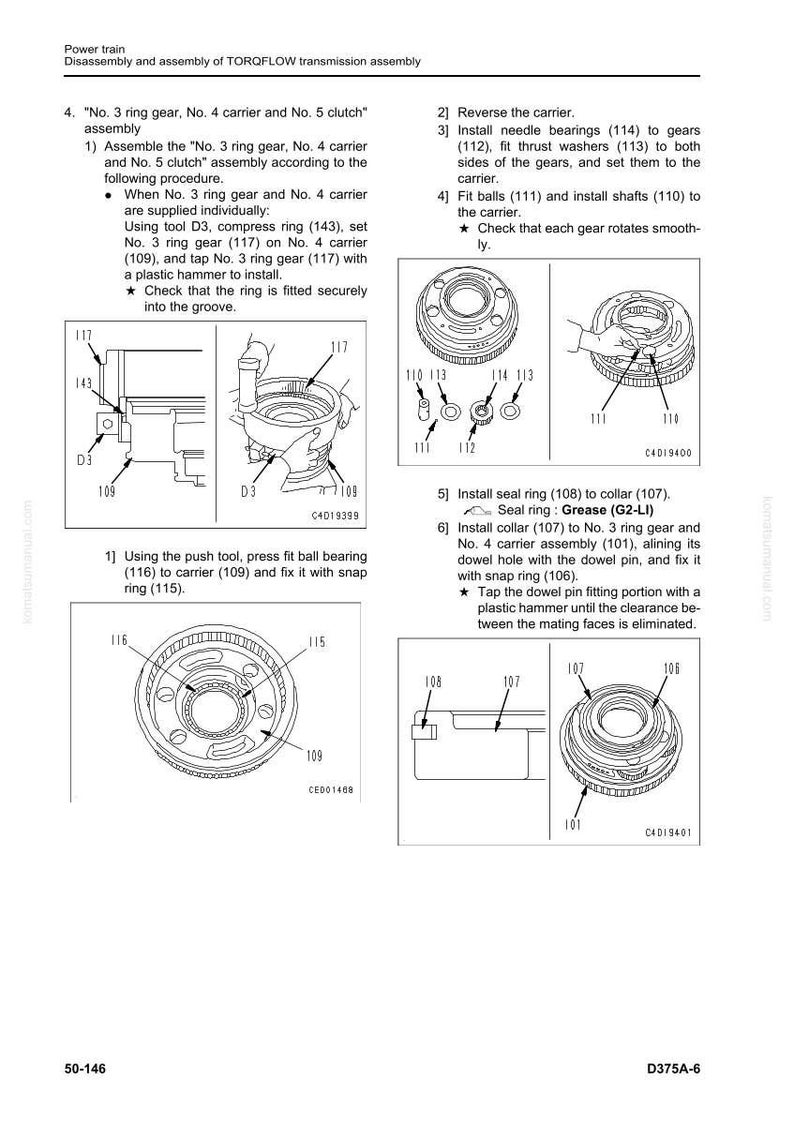 Komatsu D375A-6 Bulldozer Servicemanual Reparation Verkstad PDF bild 9