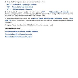 May include: Document titled "MMC 521941.17 - Pneumatic Downforce System Group 1" with instructions for checking connectors, verifying tank pressure, and replacing components. Includes related information on electrical theory and schematics.