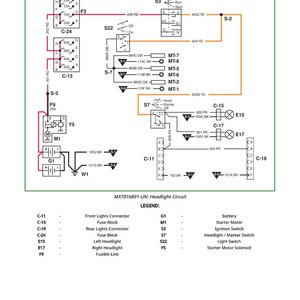 May include: A detailed headlight circuit wiring schematic with labeled components, including fuses, connectors, and switches. The diagram uses a variety of colors and symbols to represent the electrical pathways and connections.