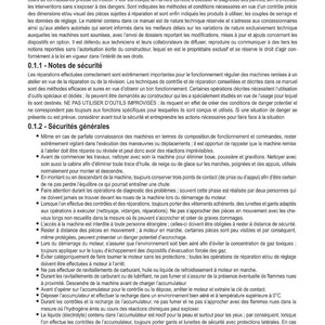 May include: A French manual detailing safety instructions for machinery repair and maintenance. It covers safety precautions, general safety guidelines, and specific procedures. The document is 0-2 pages long.
