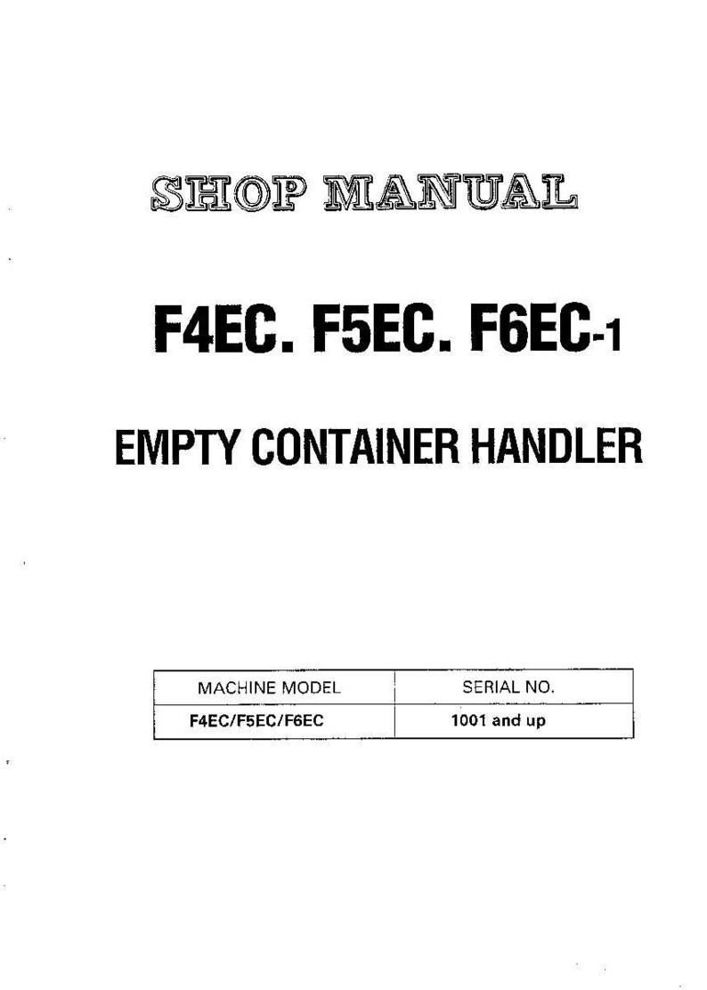 May include: A shop manual with the title "SHOP MANUAL" in a decorative font. The manual's title is "F4EC. F5EC. F6EC-1 EMPTY CONTAINER HANDLER." A table lists machine models and serial numbers.