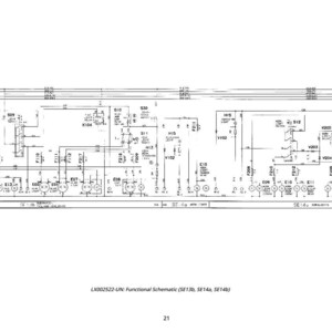 May include: A black and white functional schematic diagram with various electronic symbols and lines. The diagram includes text labels and numbers, with the title "LX002522-UN: Functional Schematic".