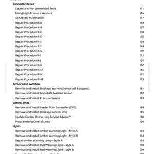 K&ouml;nnte beinhalten: Eine Manuellseite mit detailliertem Inhaltsverzeichnis. Abschnitte umfassen elektrische Systeme, Sensoren, Lichter und Bodenger&auml;te. Seitenzahl ist 4.