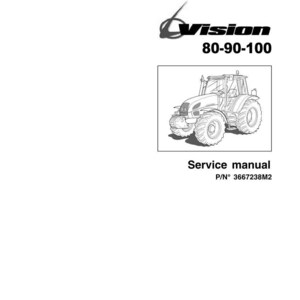 May include: Black and white line drawing of a tractor with the text "Vision 80-90-100". Below the tractor is the text "Service manual" and "P/N 3667238M2".